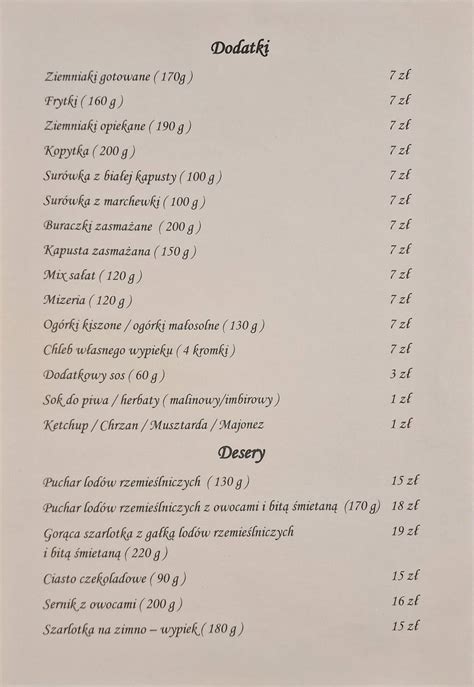 oberża pod złotym prosiakiem menu|Oberża Pod Złotym Prosiakiem restaurant, Nieborów,。